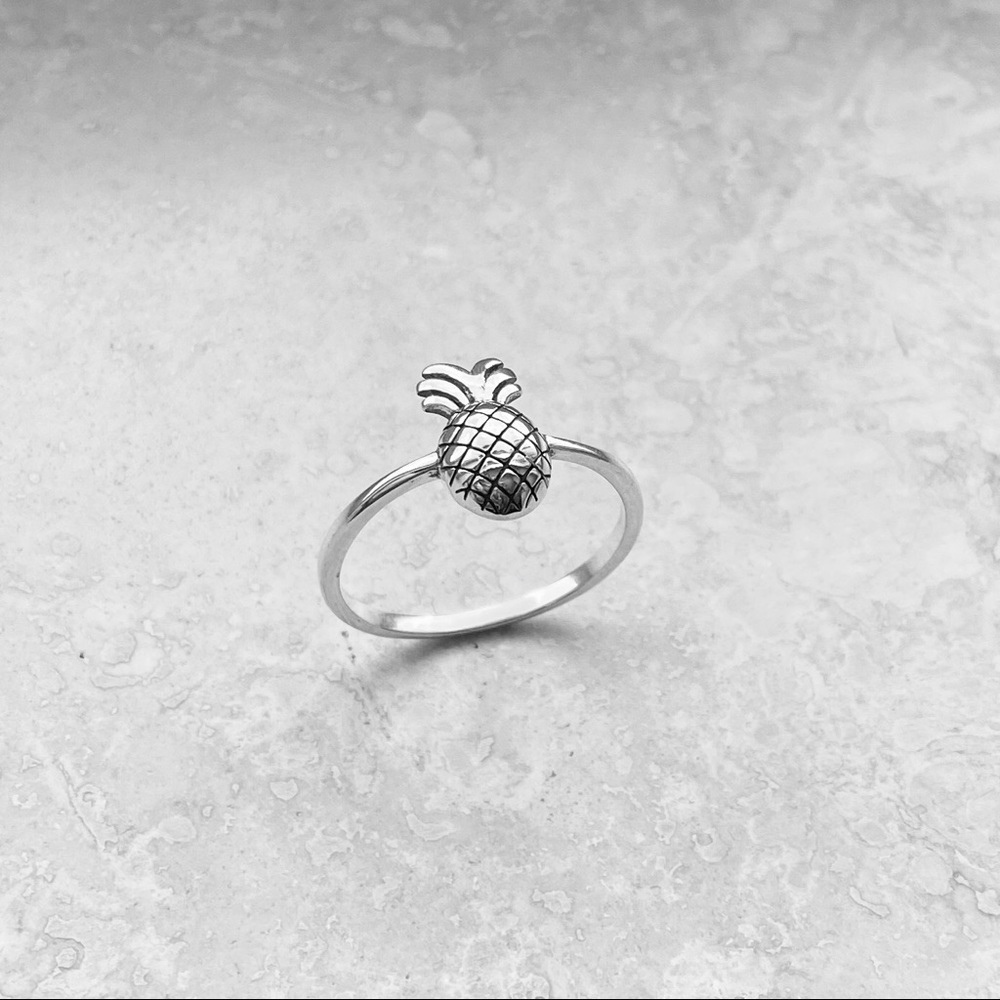 Sterling Silver Small Pineapple Ring, Tree Ring, … - image 2